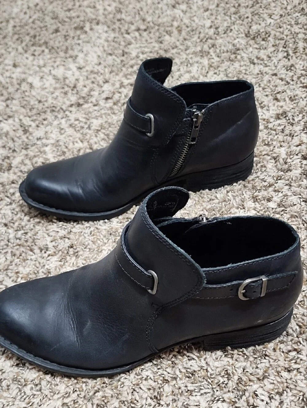 Børn Jem Classic Black Leather Harness Ankle Boots Size 9.5 Goth Moto Edgy